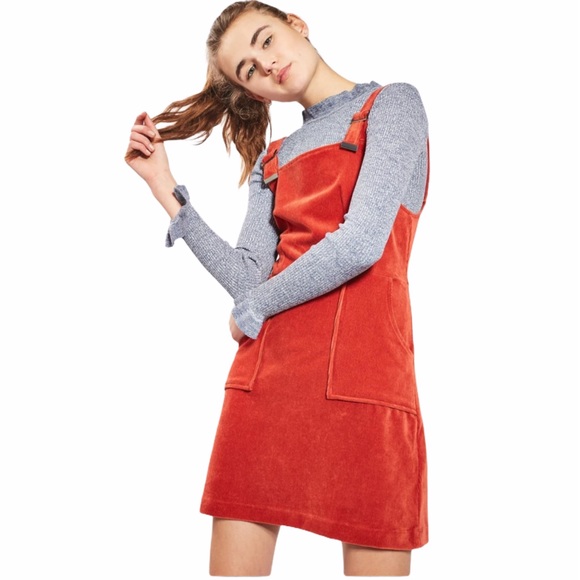 Topshop Dresses & Skirts - Topshop 2 rust orange corduroy mini dress pockets